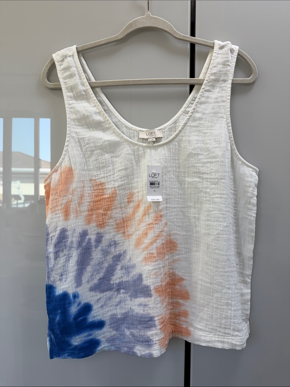LOFT White Tie-Dye Scoop Neck Tank Top - Blue & Orange